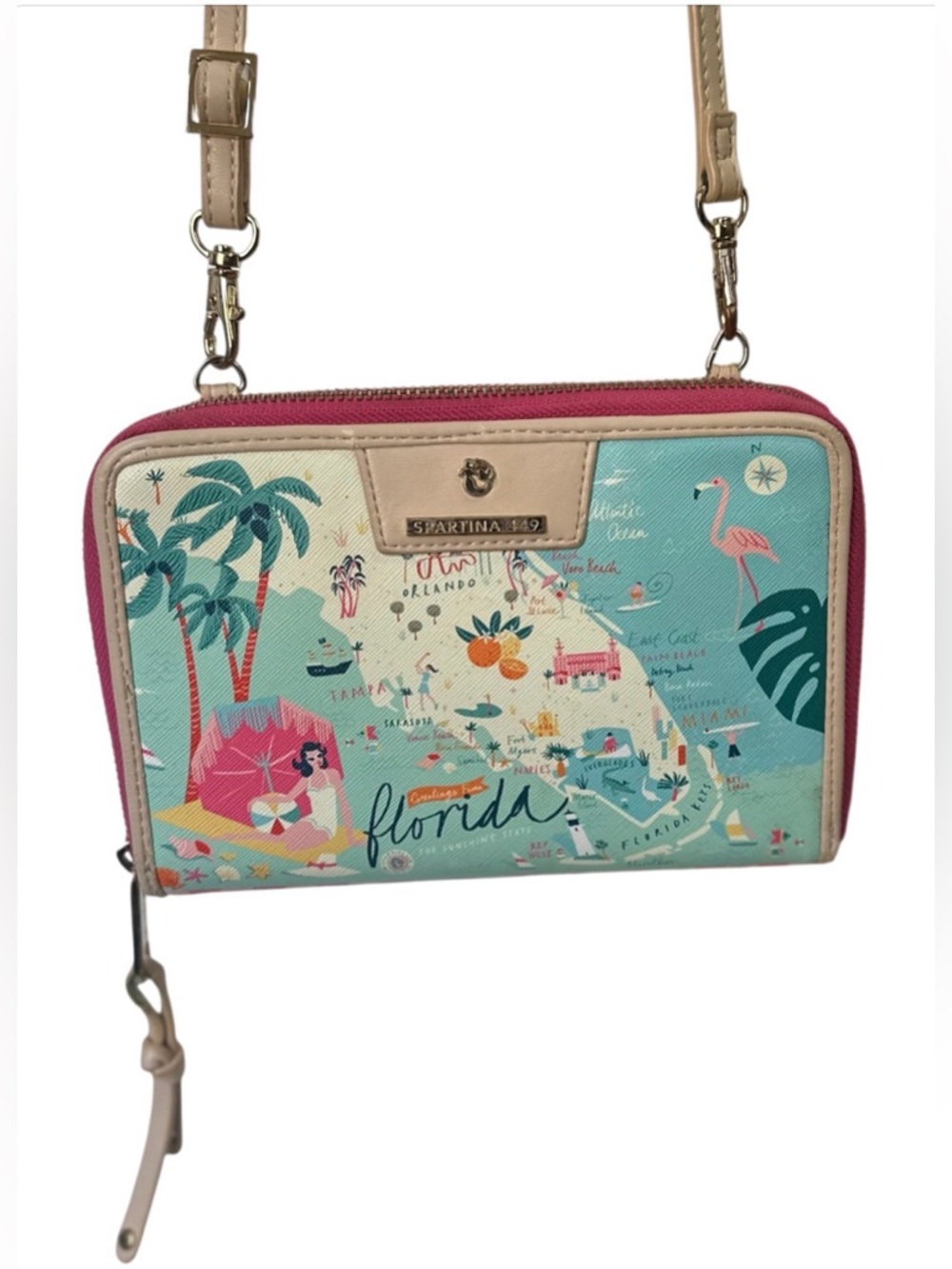 🏝️🦩🌺Florida All-in-One Phone Crossbody by Spartina 449⛱️🦩🏝️updated🦩 - Picture 12 of 17